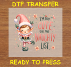 Adorable Christmas Elf Design - Christmas DTF Transfer Iron On Heat Transfer - Ready to Press 648- 53
