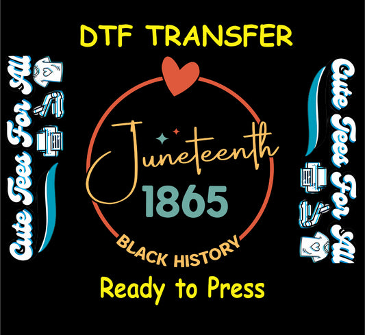 Juneteenth 1865 text in circle with heart and stars, Black History wording on black background
