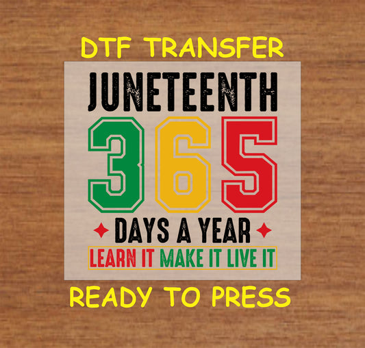 Juneteenth 365 Days a Year text with red green yellow and black colors on wood background