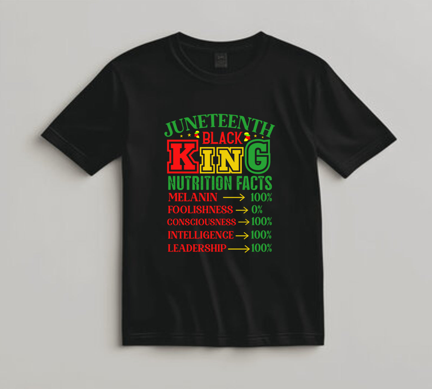 Juneteenth DTF Transfer Iron On Heat Transfer - Ready to Press, Black King Nutrition Facts DTF Transfer 6527