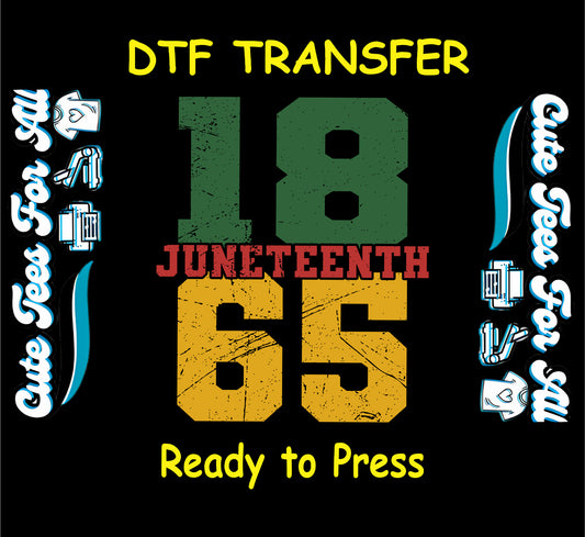 Juneteenth 1865 large distressed numbers in green yellow red on black background