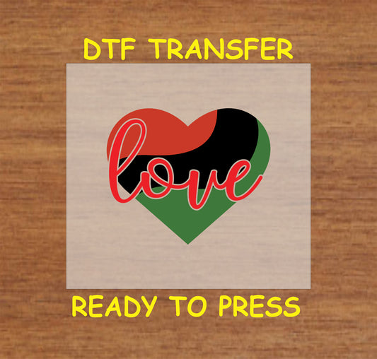 Heart with Pan-African colors and red script love text