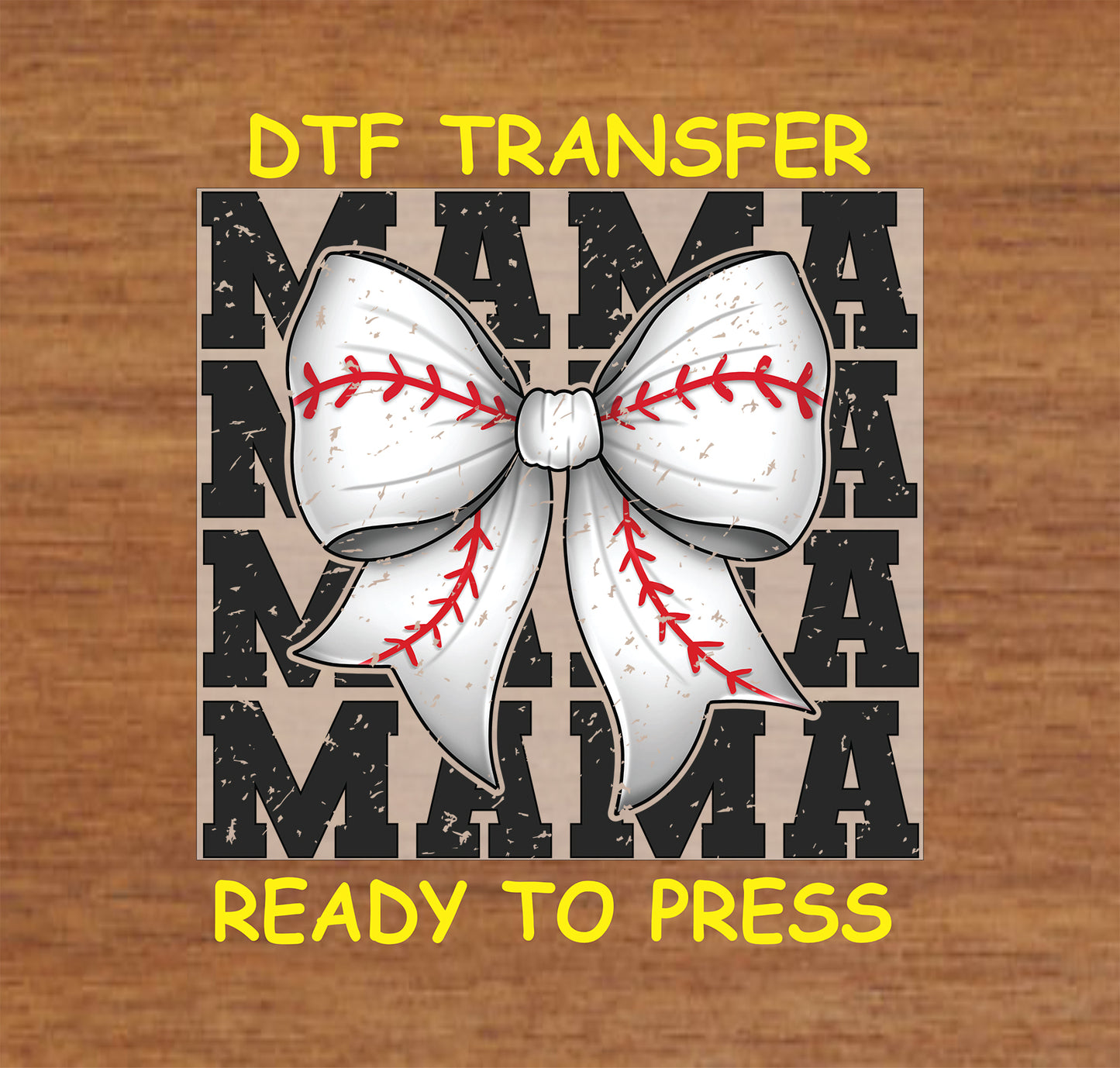 Mom DTF Transfer Iron On Heat Transfer - Ready to Press, Distressed Baseball Mama DTF Transfer 6613