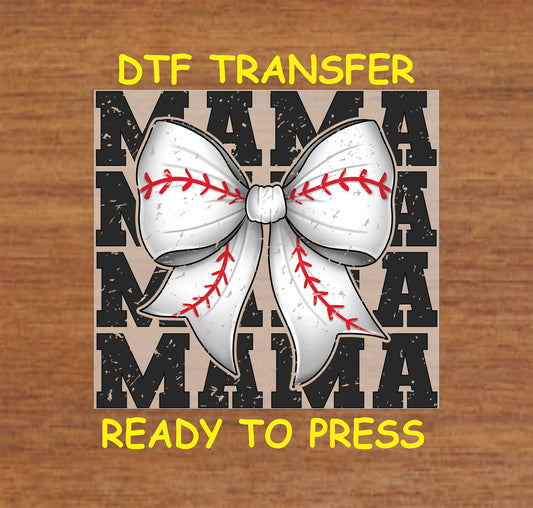 Mom DTF Transfer Iron On Heat Transfer - Ready to Press, Distressed Baseball Mama DTF Transfer 6613