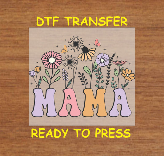 Pastel MAMA letters with spring flowers and butterflies