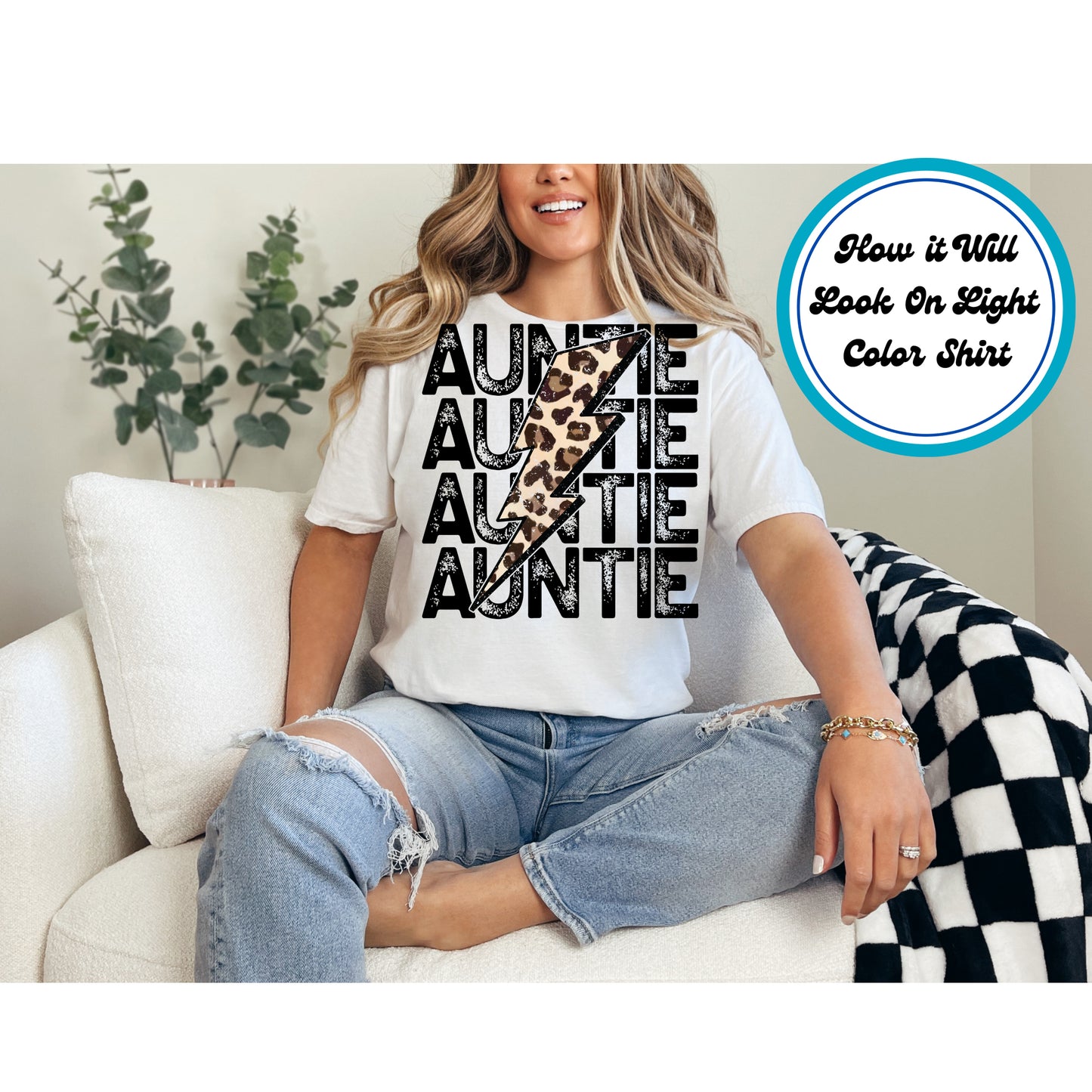 Aunt DTF Transfer Iron On Heat Transfer - Ready to Press, Leopard Auntie DTF Transfer 6716
