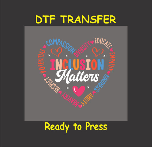 Heart-shaped inclusion message with words like kindness, empathy, and diversity.