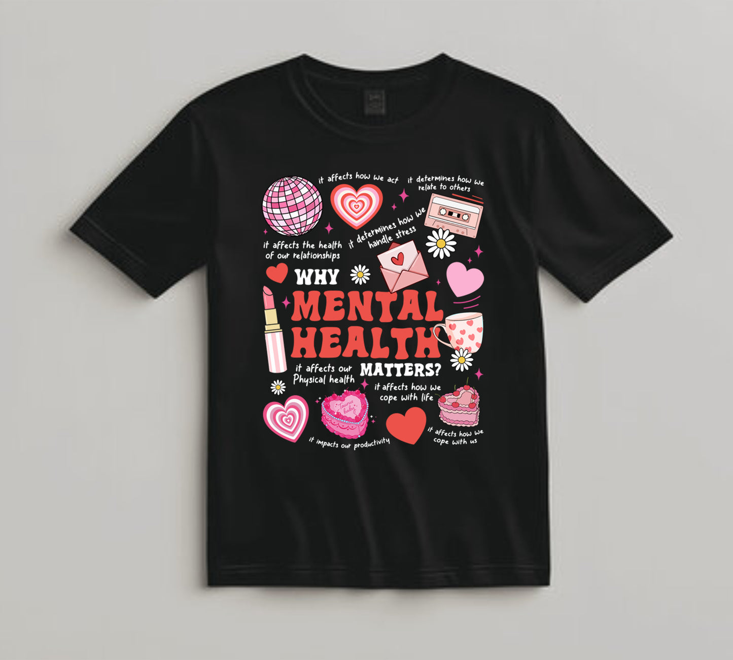 Mental Health Awareness DTF Transfer Iron On Heat Transfer - Ready to Press, Pink Retro Awareness DTF Transfer 6826