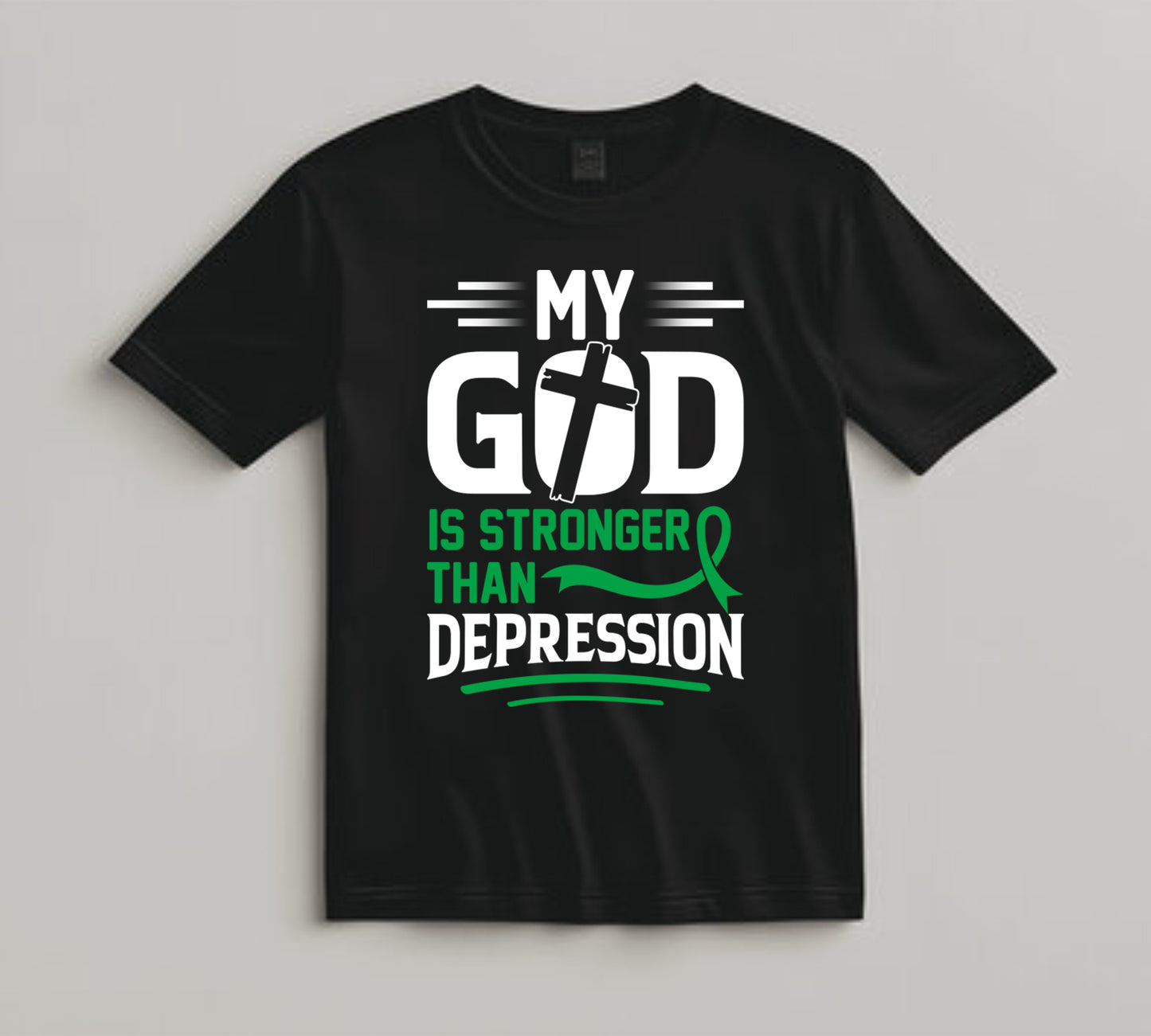 Mental Health Awareness DTF Transfer Iron On Heat Transfer - Ready to Press, My God Is Stronger Than Depression DTF Transfer 6828