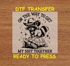 Funny DTF Transfer Iron On Heat Transfer - Ready to Press, Cowboy Raccoon DTF Transfer 6853