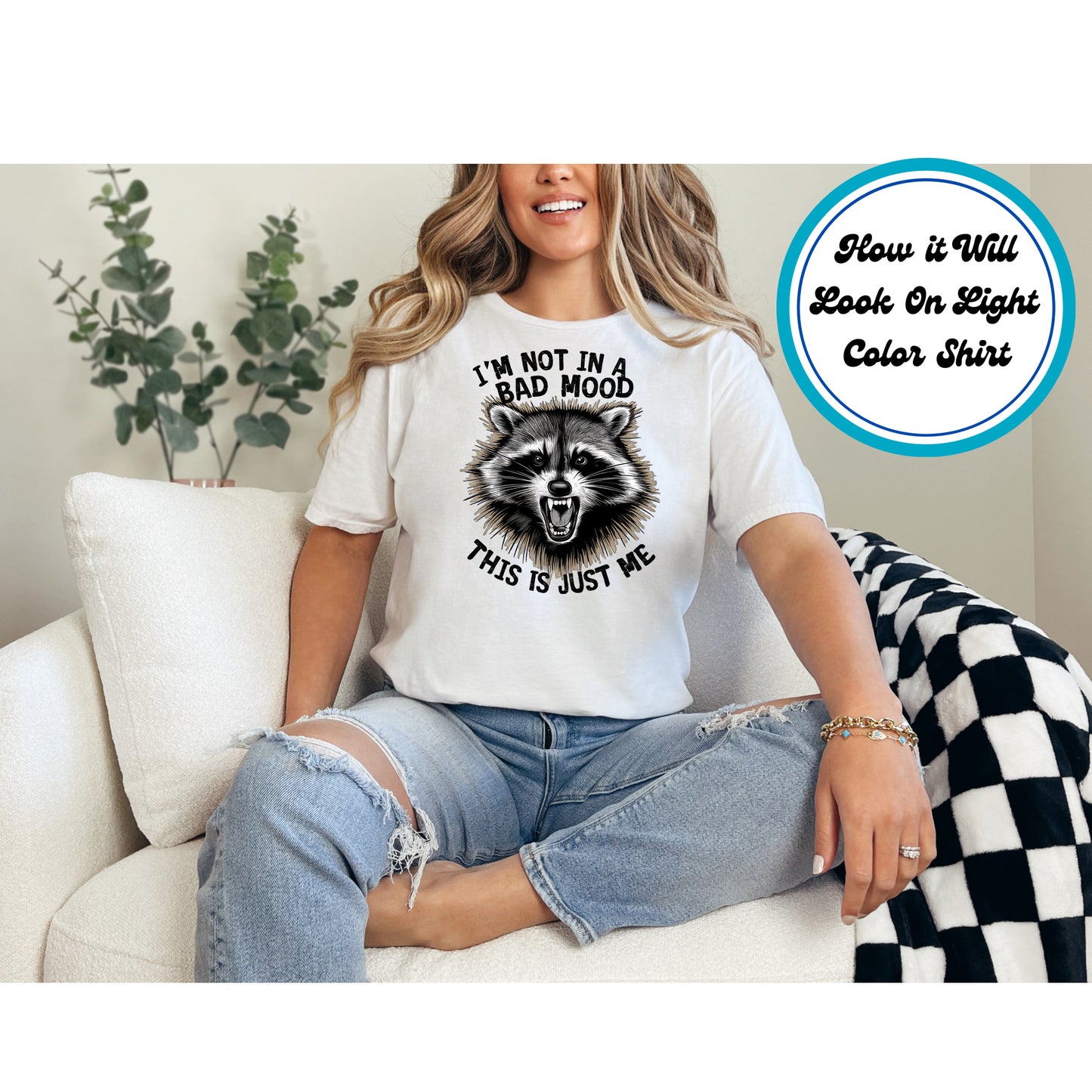 Funny DTF Transfer Iron On Heat Transfer - Ready to Press, Angry Raccoon DTF Transfer 6854