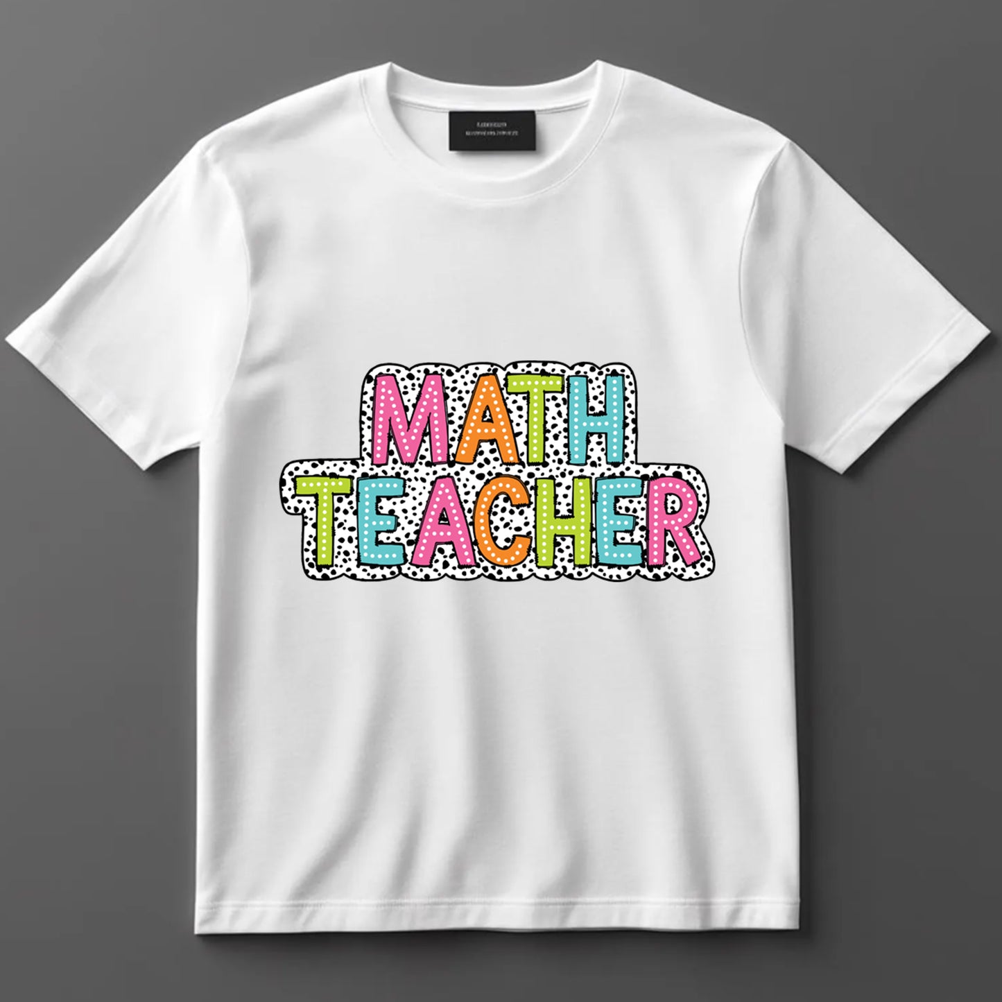 Teacher DTF Transfer Iron On Heat Transfer - Ready to Press, Colorful Math Teacher DTF Transfer 6907
