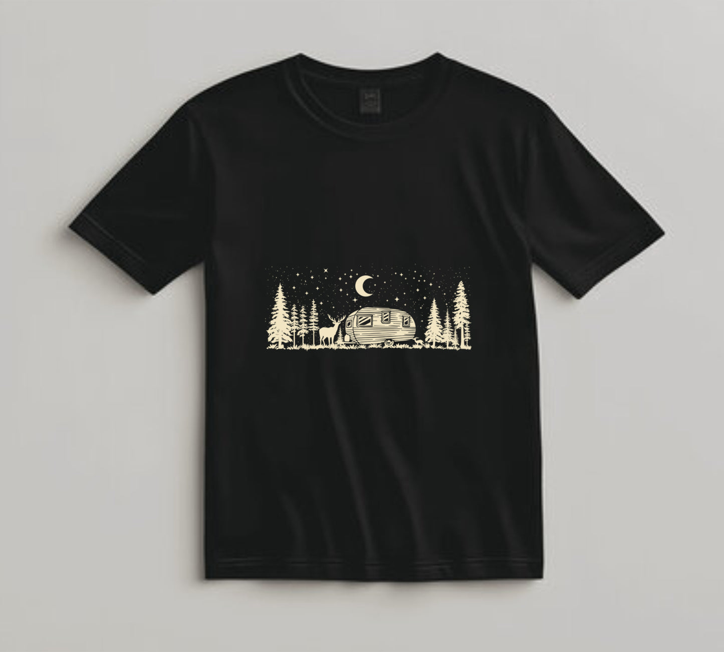 Camping DTF Transfer Iron On Heat Transfer - Ready to Press, Forest Night Scene DTF transfer 6919