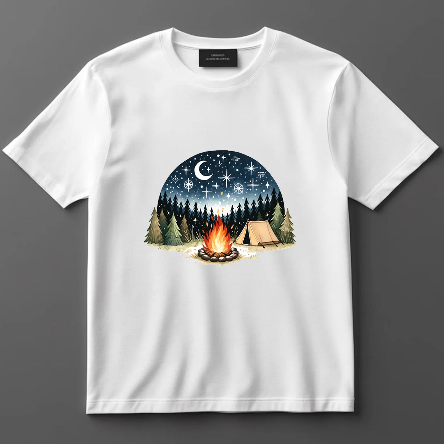 Camping DTF Transfer Iron On Heat Transfer - Ready to Press, Campfire Night DTF transfer 6924