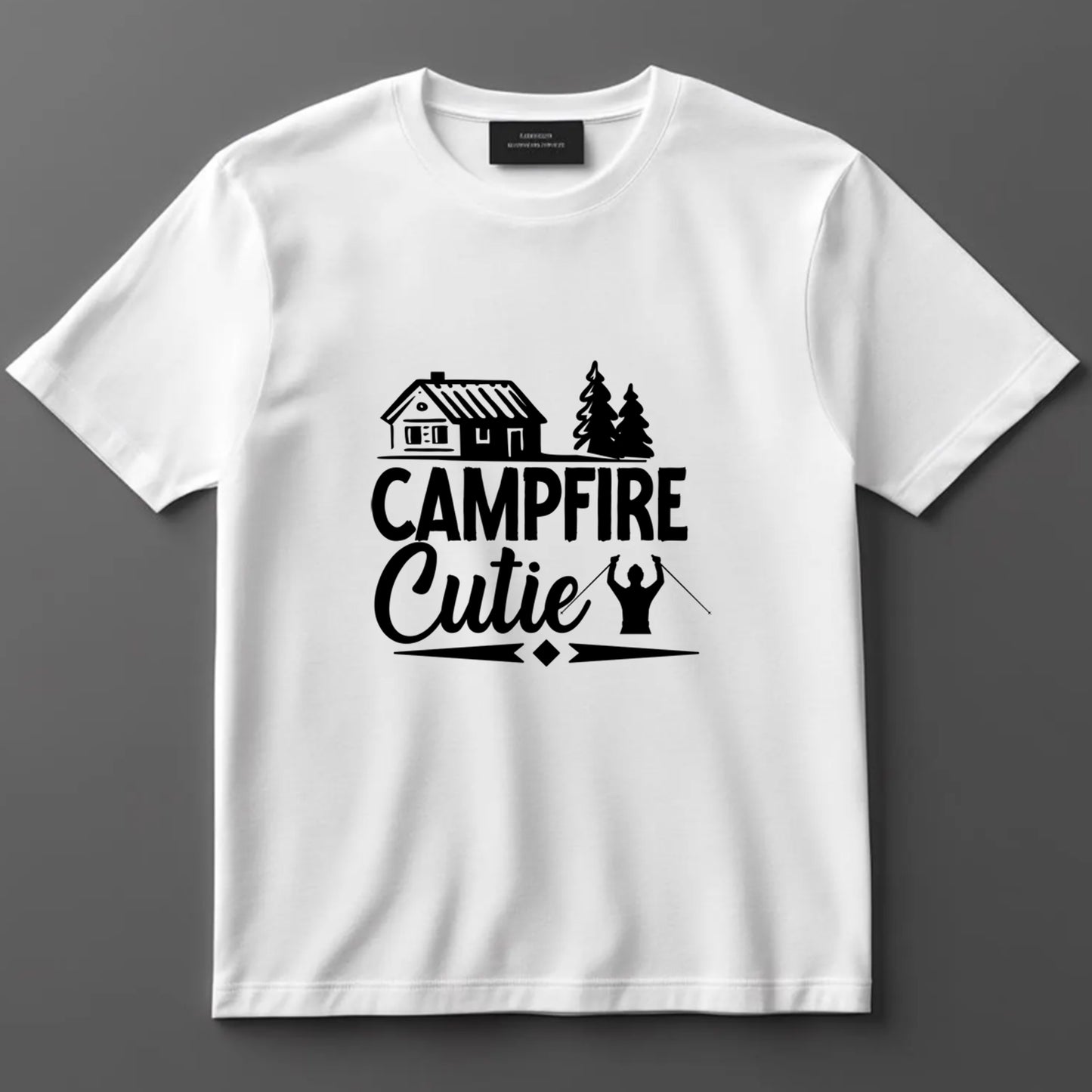 Camping DTF Transfer Iron On Heat Transfer - Ready to Press, Campfire Cutie DTF transfer 6954