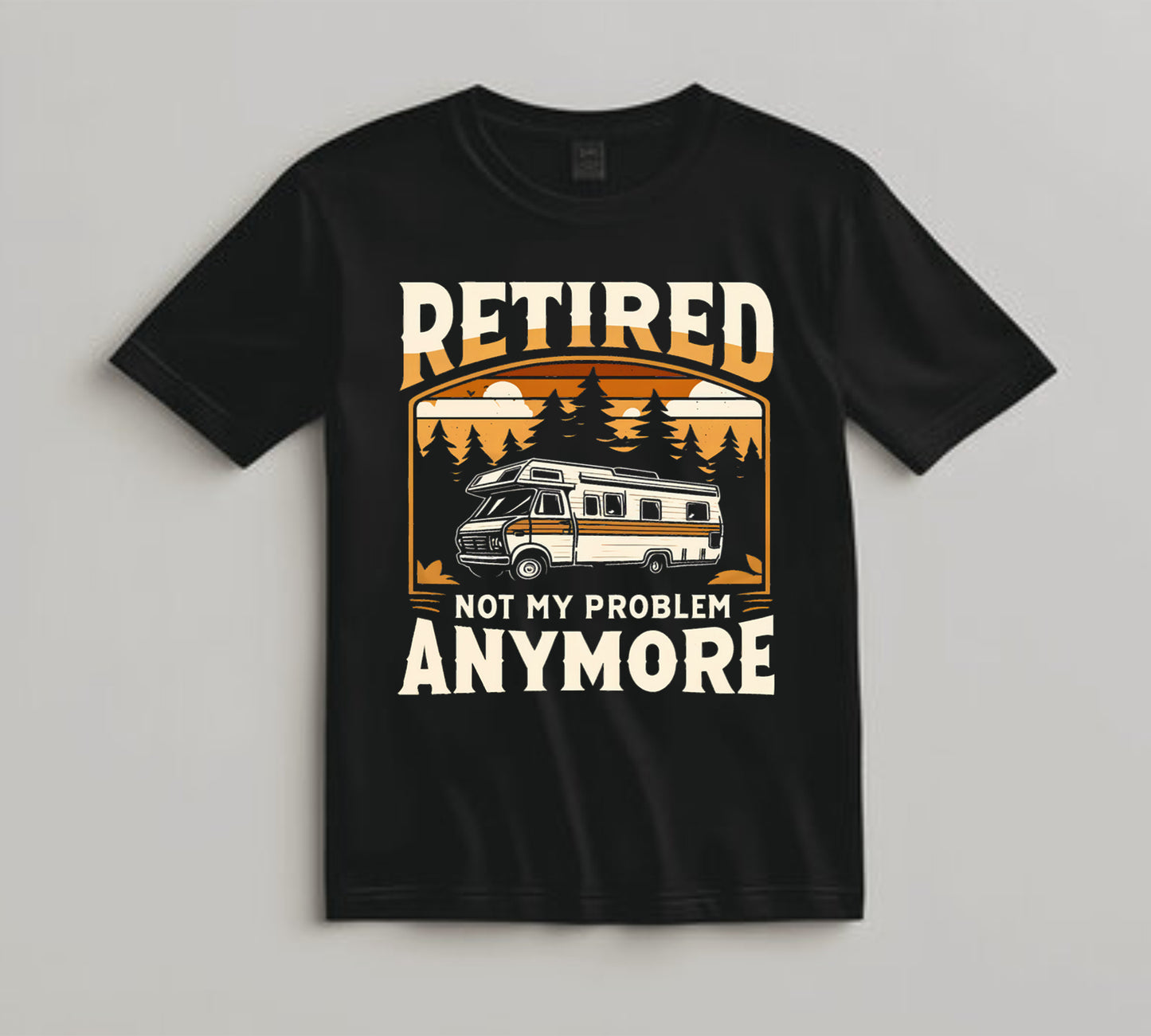 Camping DTF Transfer Iron On Heat Transfer - Ready to Press, Retired Retro Camper DTF transfer 6983