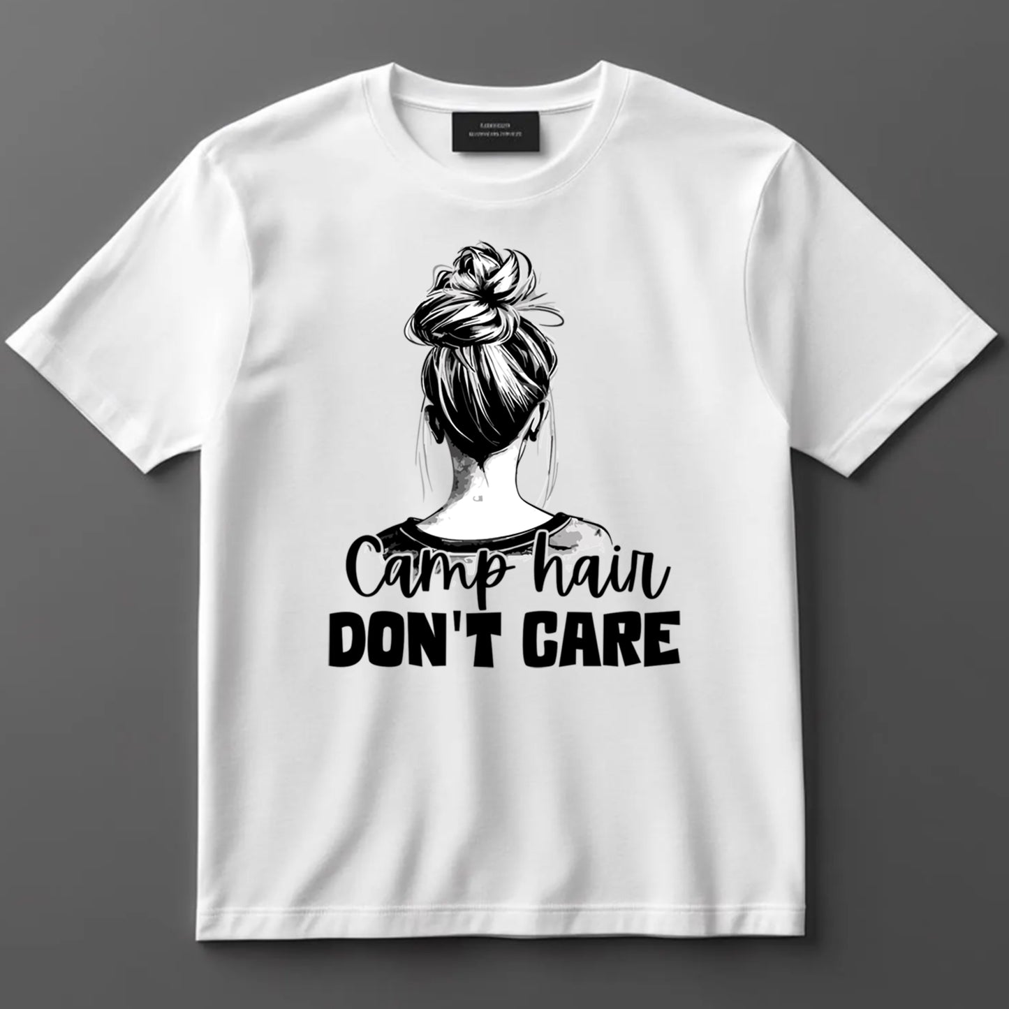 Camping DTF Transfer Iron On Heat Transfer - Ready to Press, Camp Hair Don’t Care DTF transfer 6986