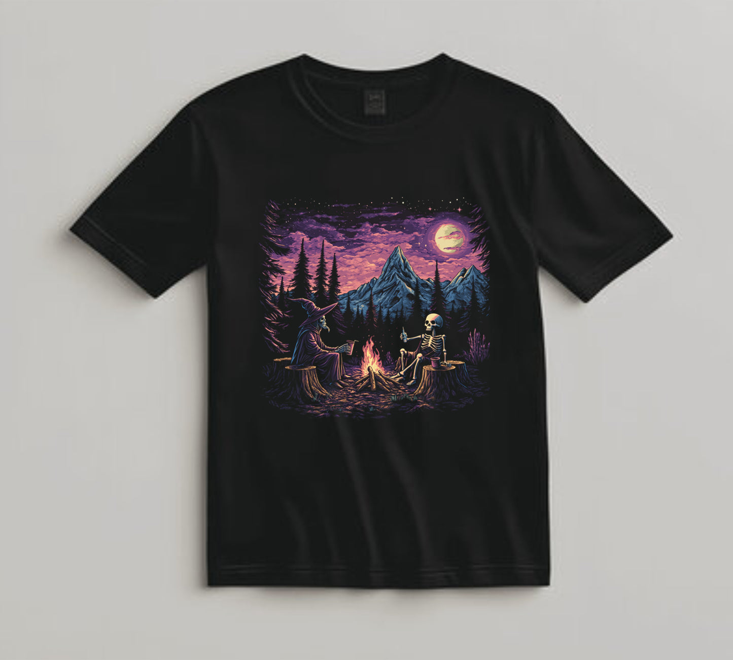 Camping DTF Transfer Iron On Heat Transfer - Ready to Press, Witch and Skeleton DTF transfer 6999