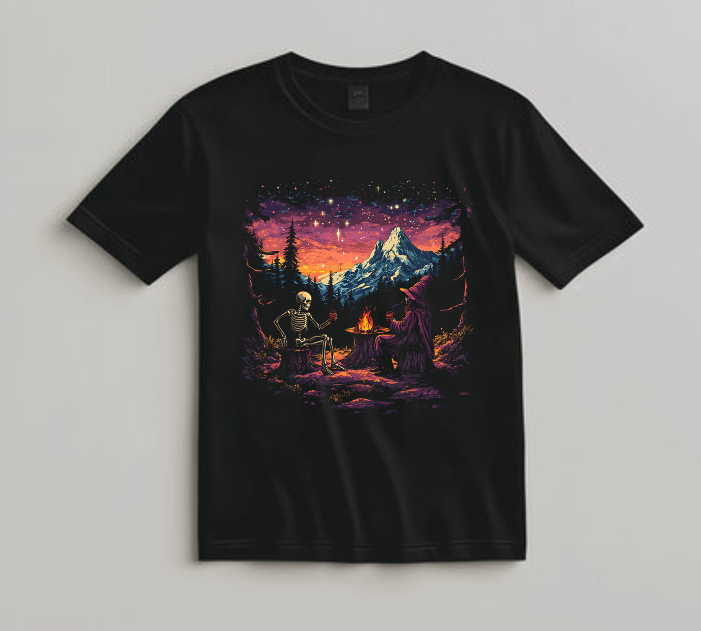 Camping DTF Transfer Iron On Heat Transfer - Ready to Press, Witch and Skeleton DTF transfer 7002