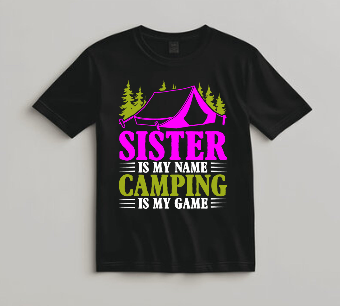 Camping DTF Transfer Iron On Heat Transfer - Ready to Press, Sister Camping DTF Transfer 7066