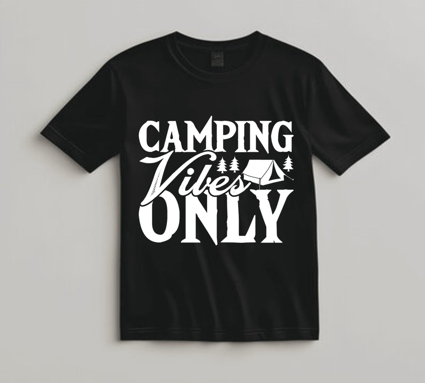 Camping DTF Transfer Iron On Heat Transfer - Ready to Press, Camping Vibes Only DTF Transfer 7071