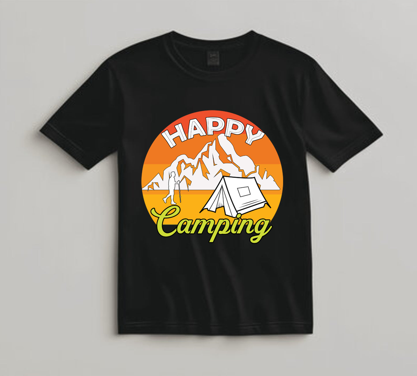 Camping DTF Transfer Iron On Heat Transfer - Ready to Press, Happy Camping DTF Transfer 7074