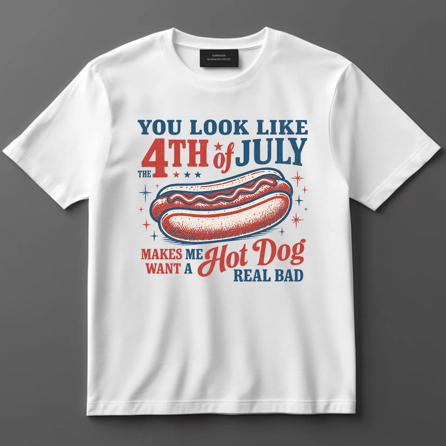 4th Of July DTF Transfer Iron On Heat Transfer - Ready to Press, July 4th Hot Dog Humor DTF Transfer 7147