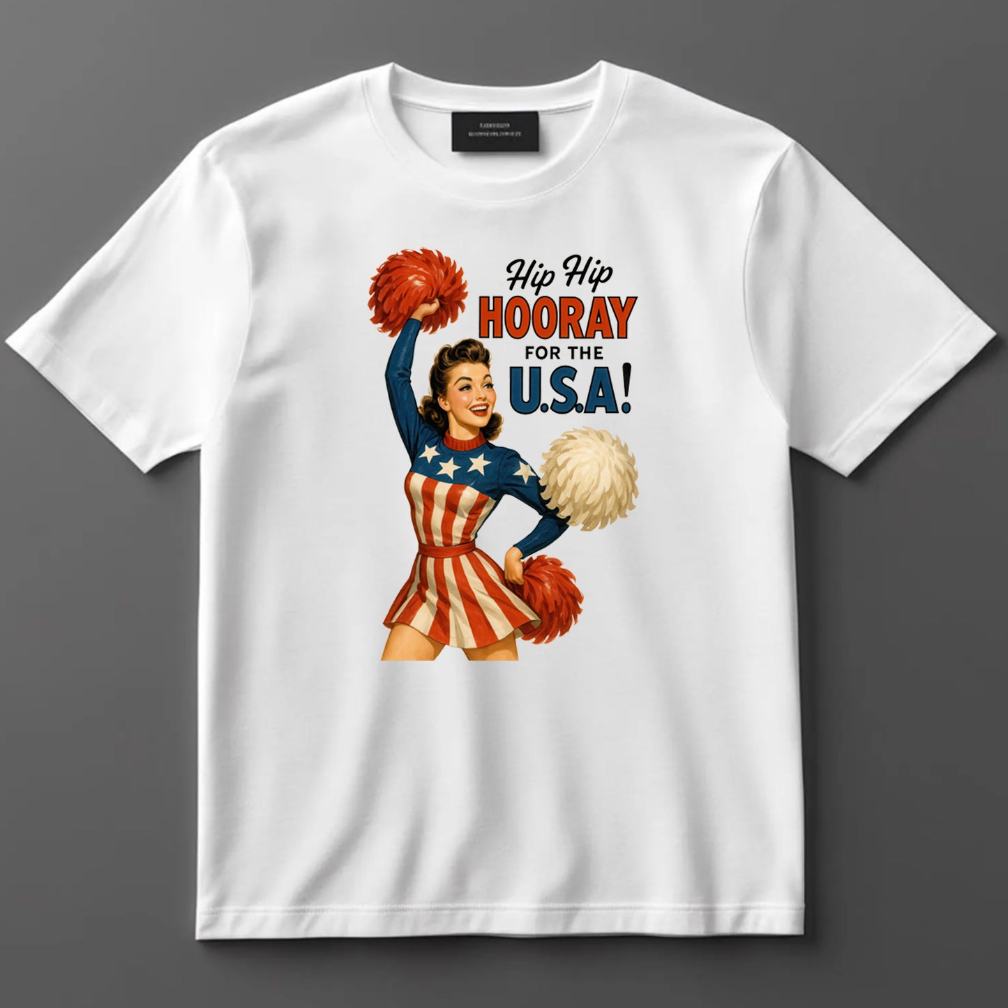 4th Of July DTF Transfer Iron On Heat Transfer - Ready to Press, Patriotic Cheerleader DTF Transfer 7188