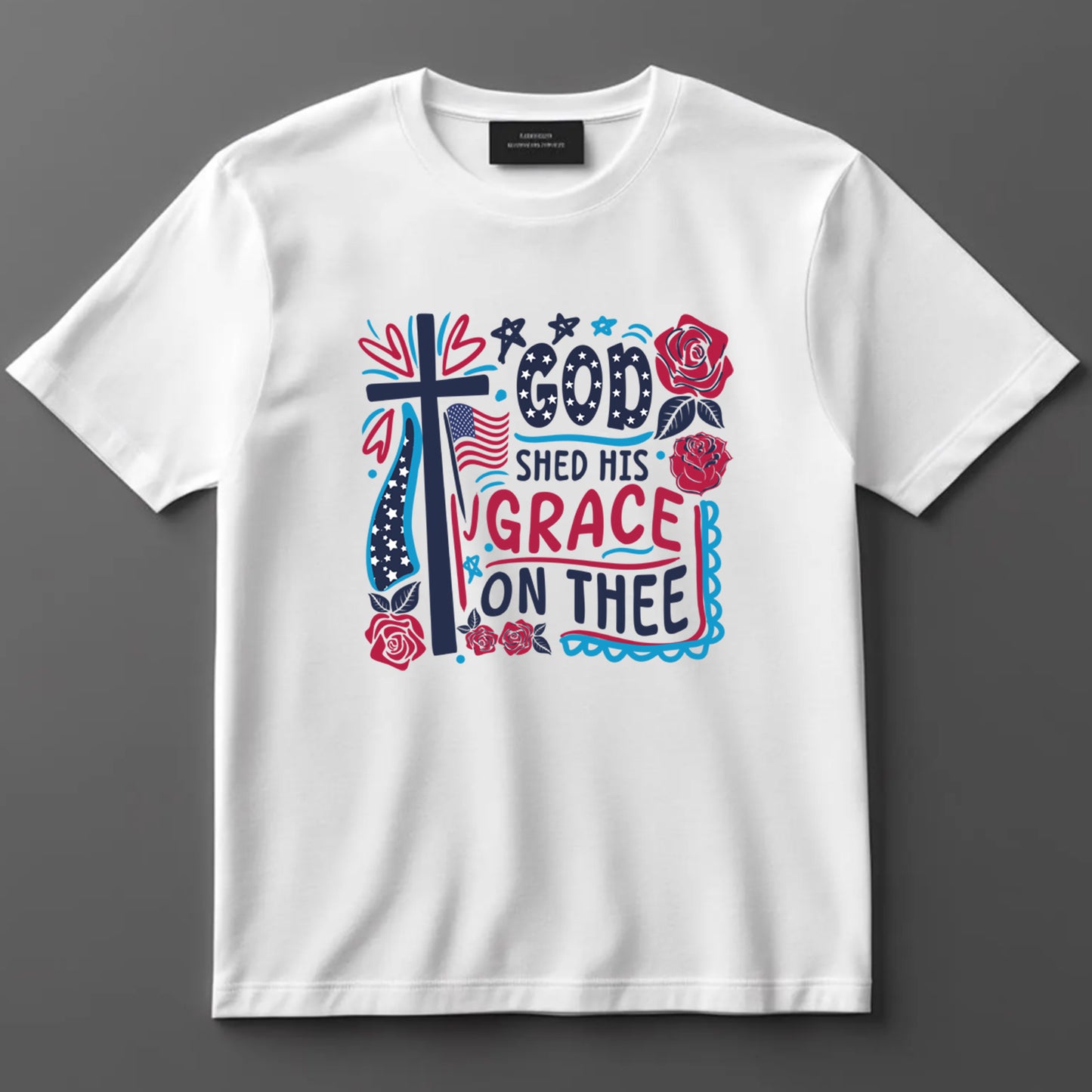 4th Of July DTF Transfer Iron On Heat Transfer - Ready to Press, God Shed His Grace on Thee DTF Transfer 7197