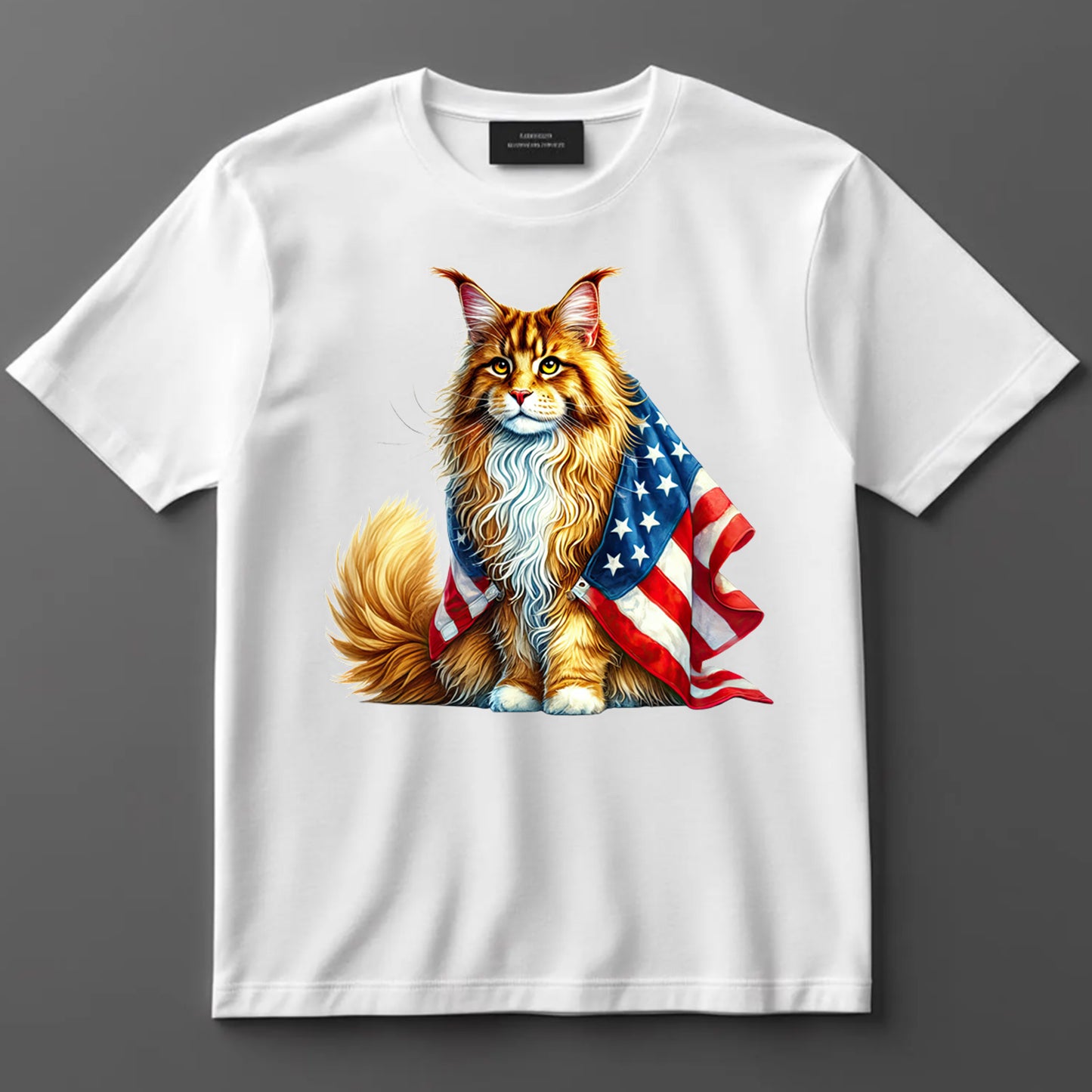 4th Of July DTF Transfer Iron On Heat Transfer - Ready to Press, Patriotic Cat with Flag Cape DTF Transfer 7218