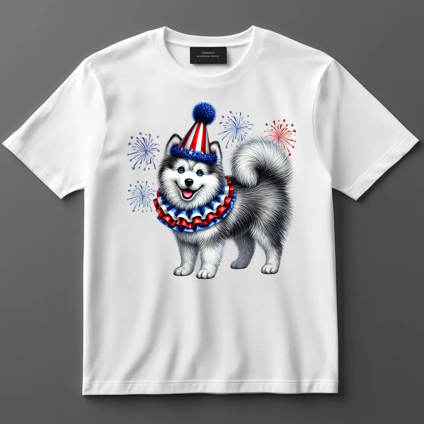 4th Of July DTF Transfer Iron On Heat Transfer - Ready to Press, Patriotic Puppy with Fireworks DTF Transfer 7220