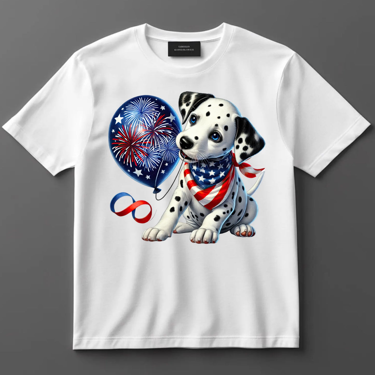 4th Of July DTF Transfer Iron On Heat Transfer - Ready to Press, Dalmatian with Fireworks DTF Transfer 7224