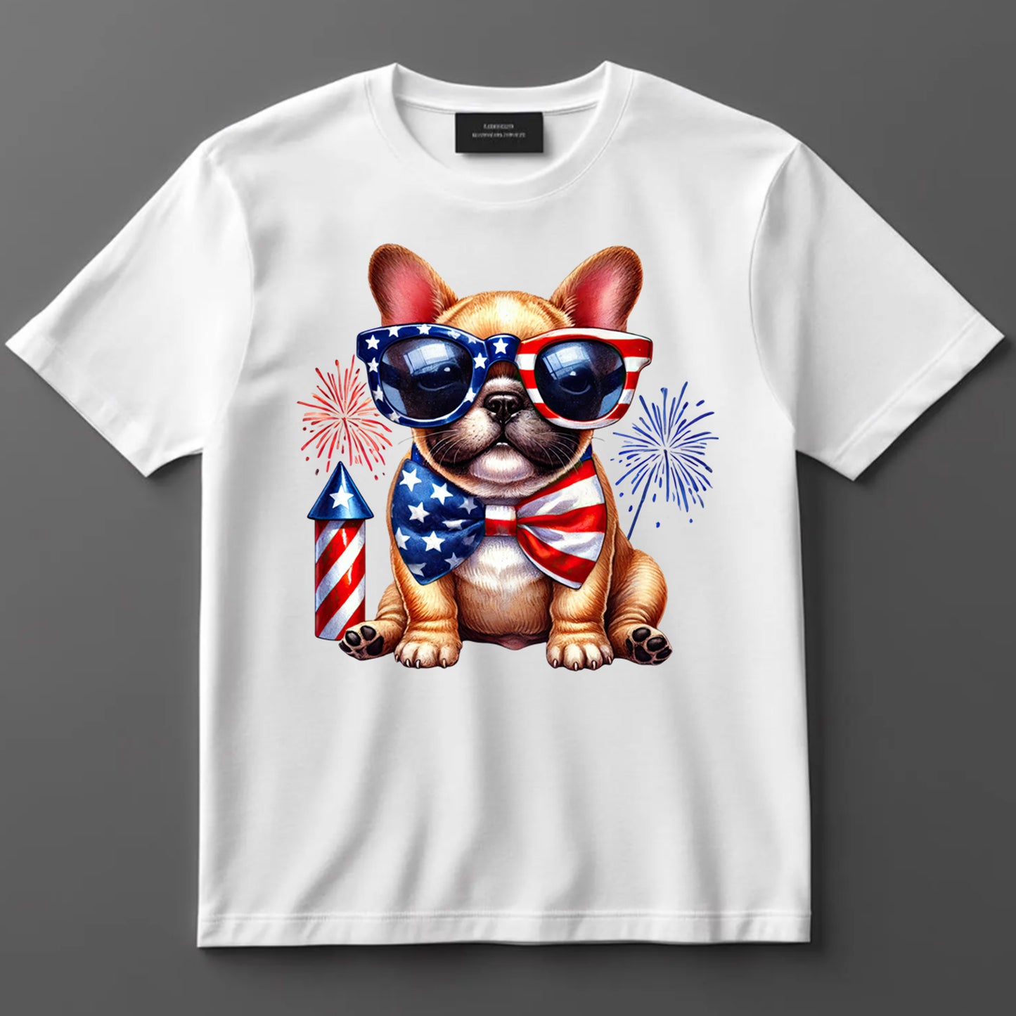4th Of July DTF Transfer Iron On Heat Transfer - Ready to Press, French Bulldog with Sunglasses DTF Transfer 7225