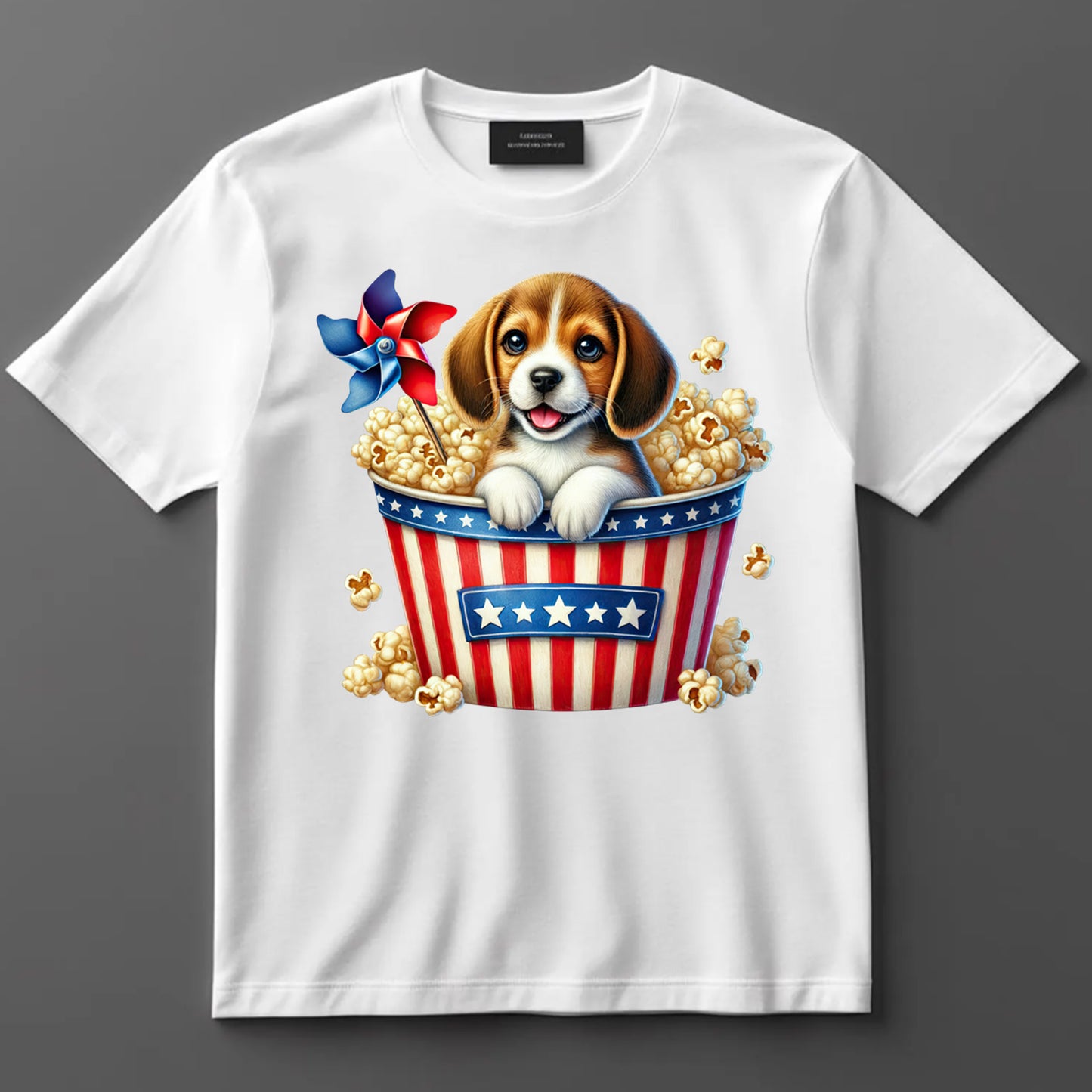 4th Of July DTF Transfer Iron On Heat Transfer - Ready to Press, Patriotic Beagle Puppy DTF Transfer 7229
