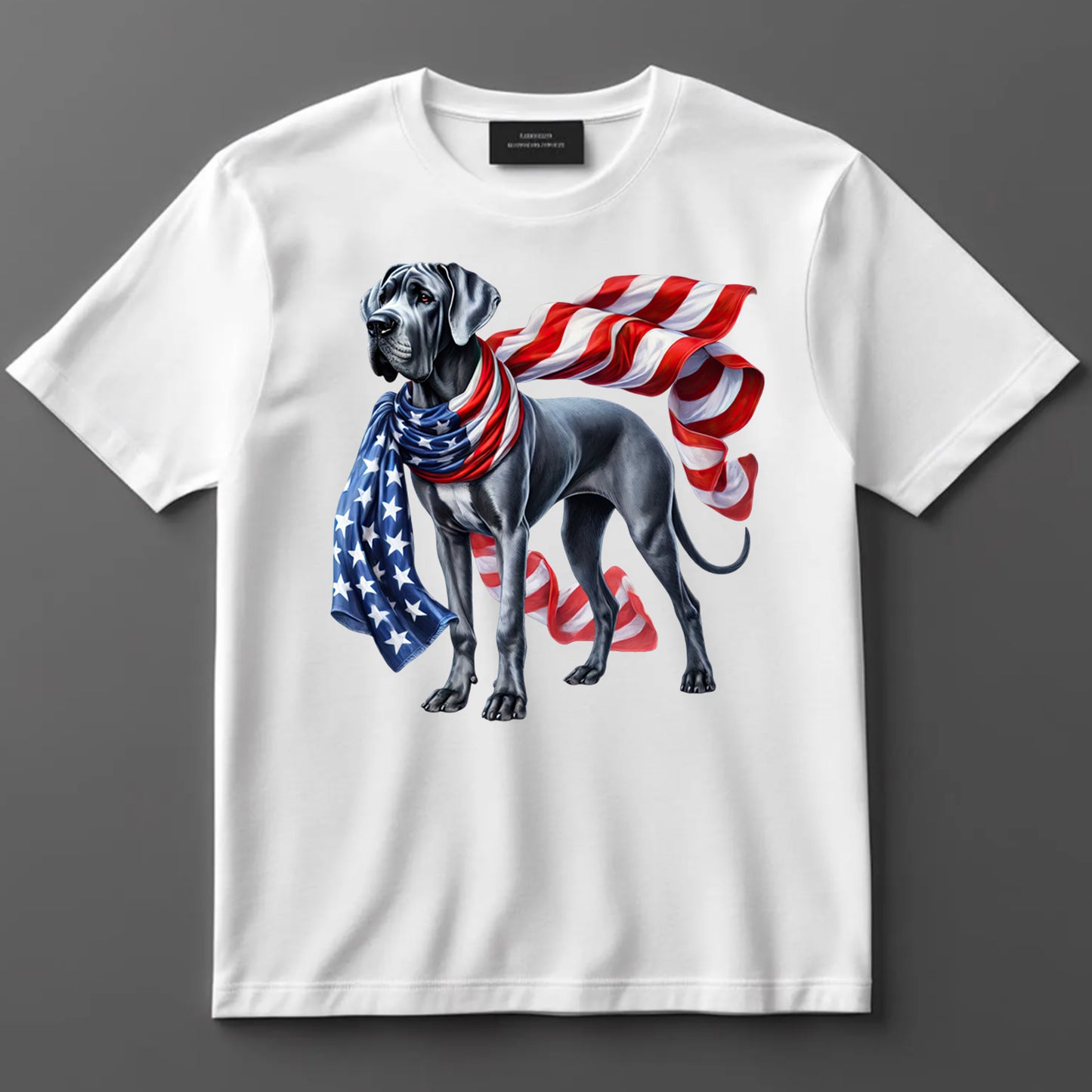 4th Of July DTF Transfer Iron On Heat Transfer - Ready to Press, Great Dane with American Flag DTF Transfer 7250