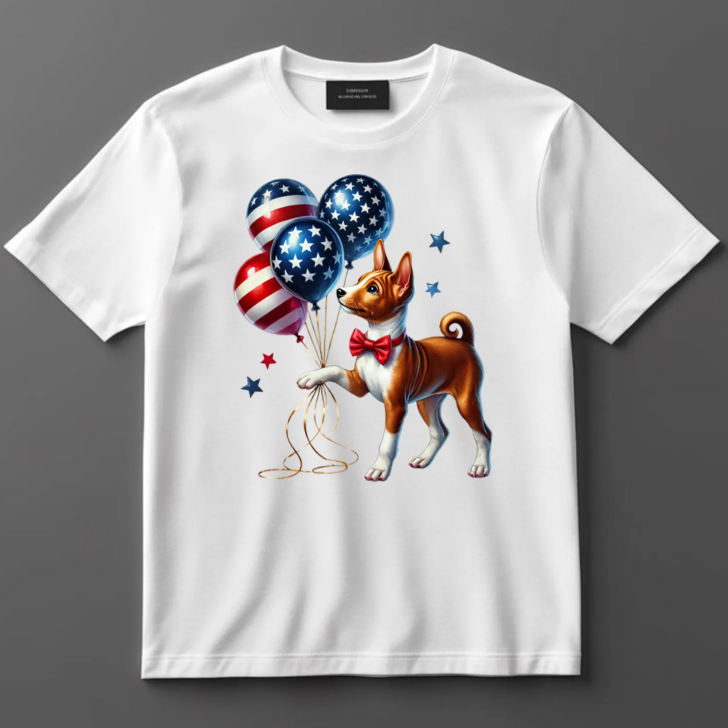 4th Of July DTF Transfer Iron On Heat Transfer - Ready to Press, Playful Dog with Patriotic Balloons DTF Transfer 7261
