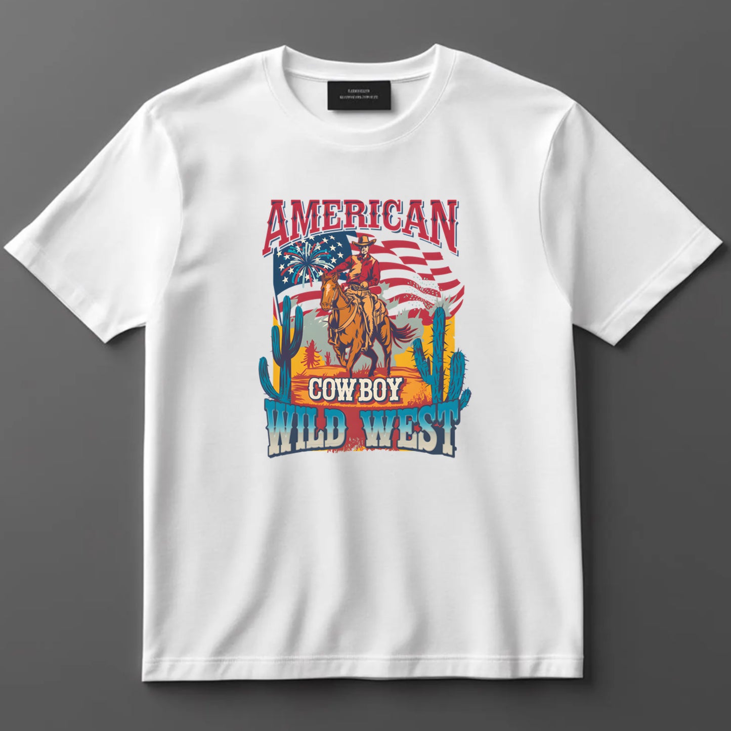 4th Of July DTF Transfer Iron On Heat Transfer - Ready to Press, American Cowboy Wild West DTF Transfer 7275