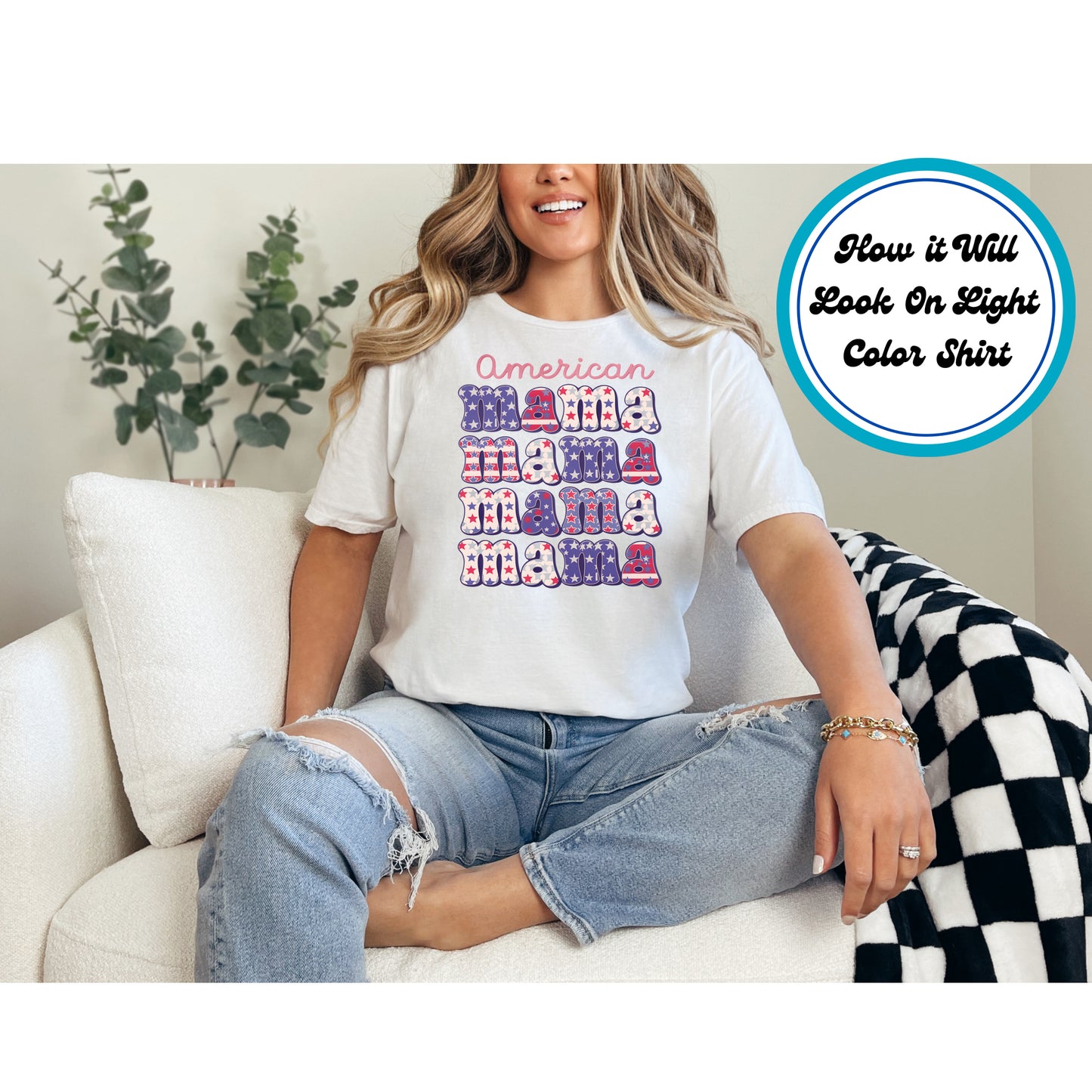 4th Of July DTF Transfer Iron On Heat Transfer - Ready to Press, American Mama DTF Transfer 7276