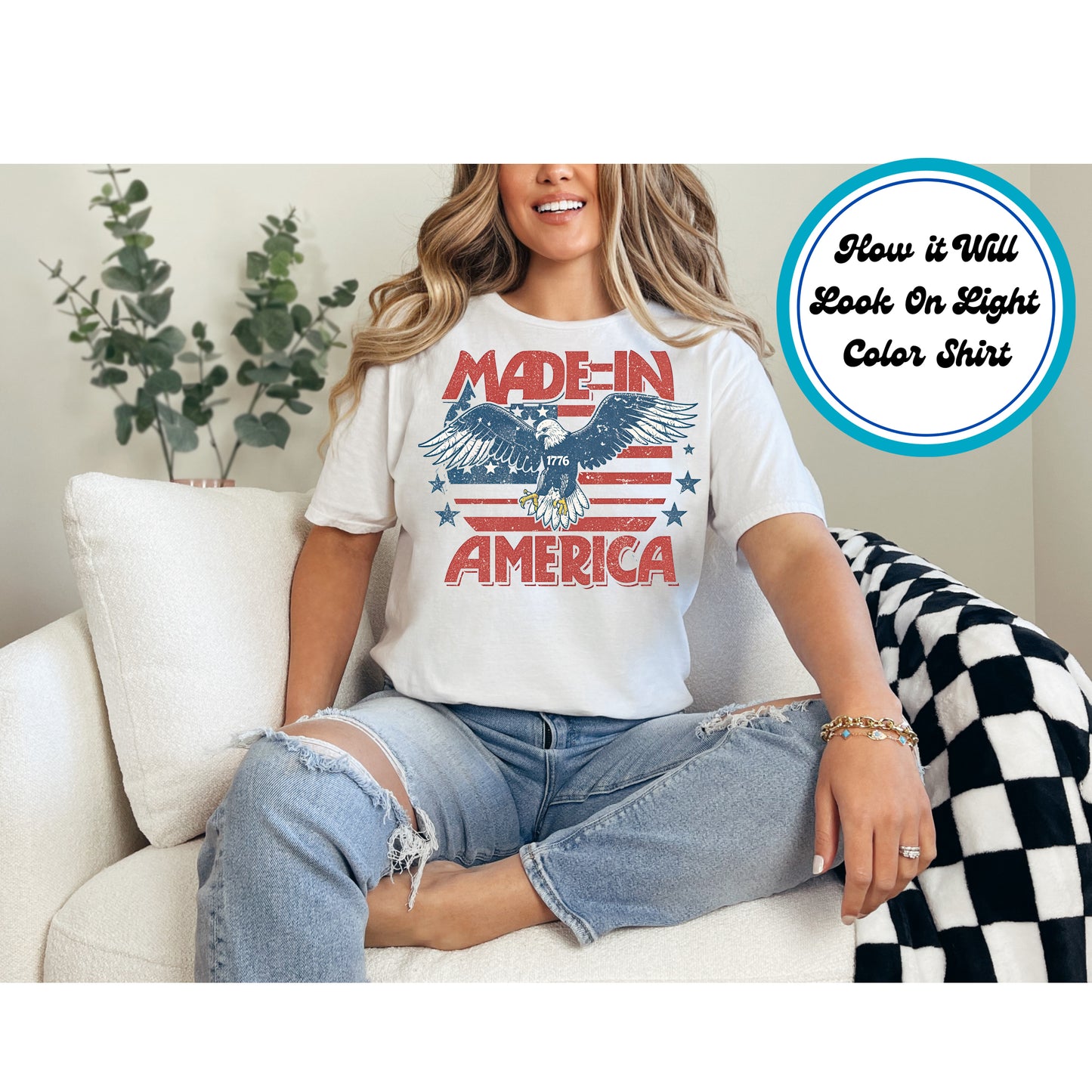 4th Of July DTF Transfer Iron On Heat Transfer - Ready to Press, Made in America DTF Transfer 7280