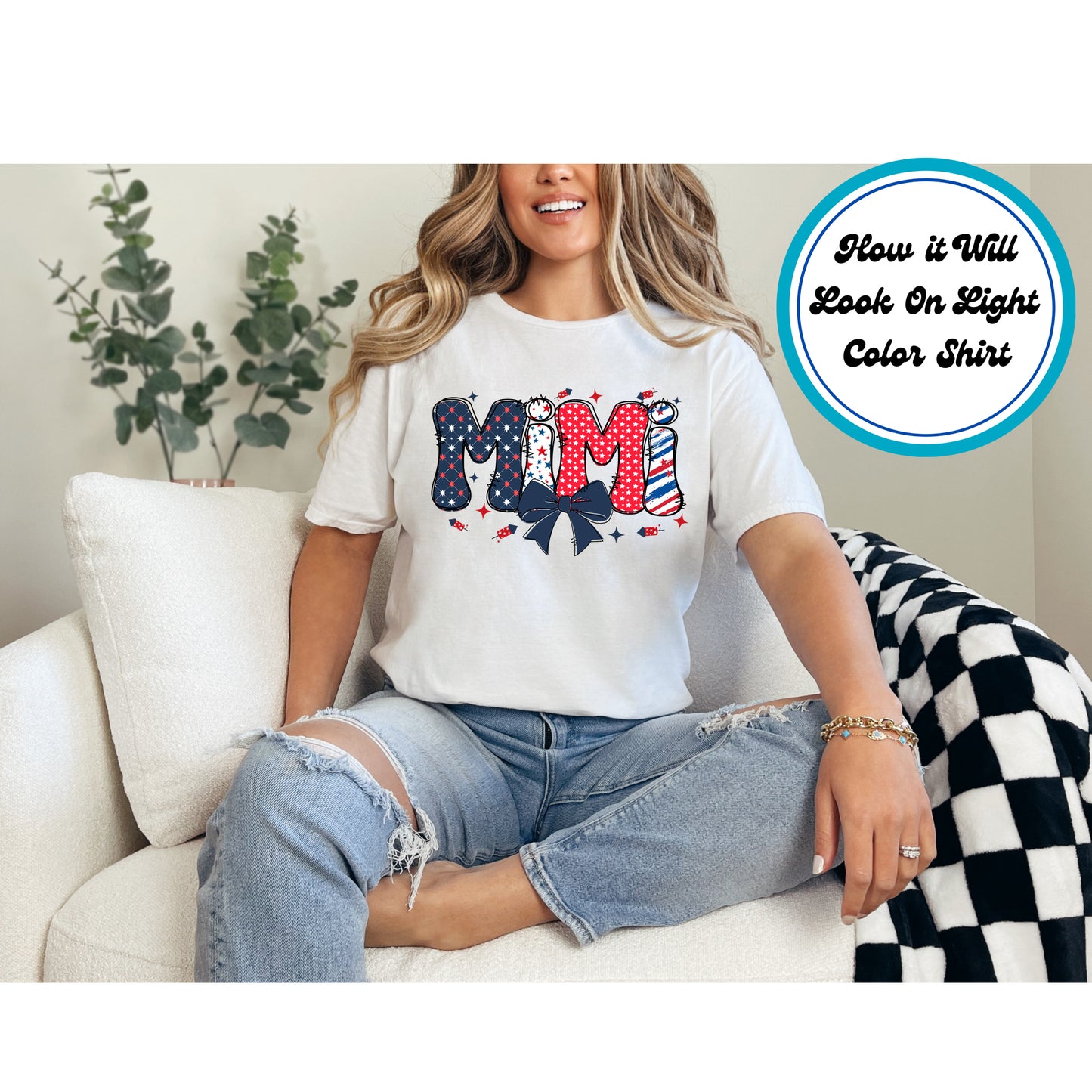 4th Of July DTF Transfer Iron On Heat Transfer - Ready to Press, Patriotic MIMI DTF Transfer 7286