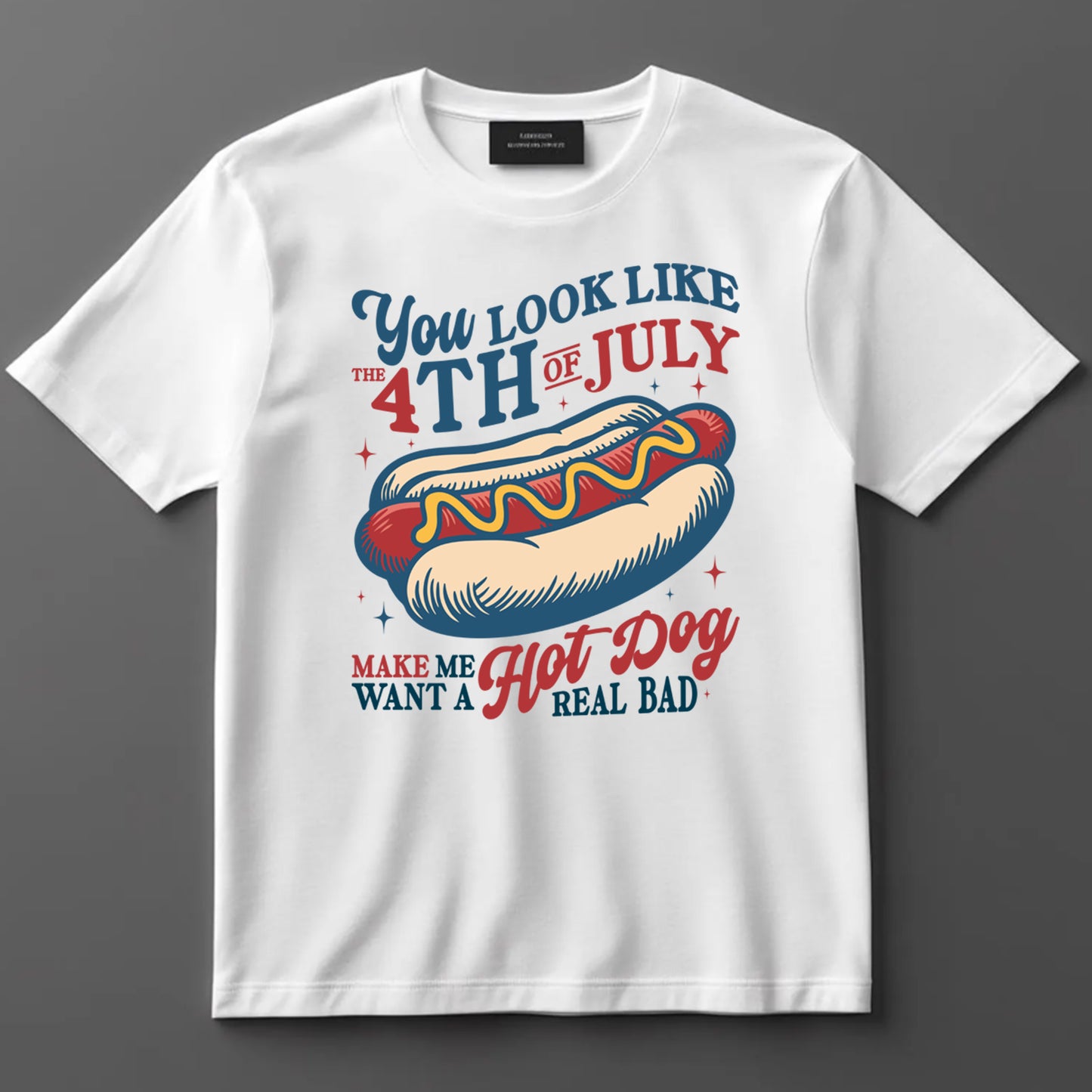 4th Of July DTF Transfer Iron On Heat Transfer - Ready to Press, Funny Patriotic Hot Dog DTF Transfer 7297