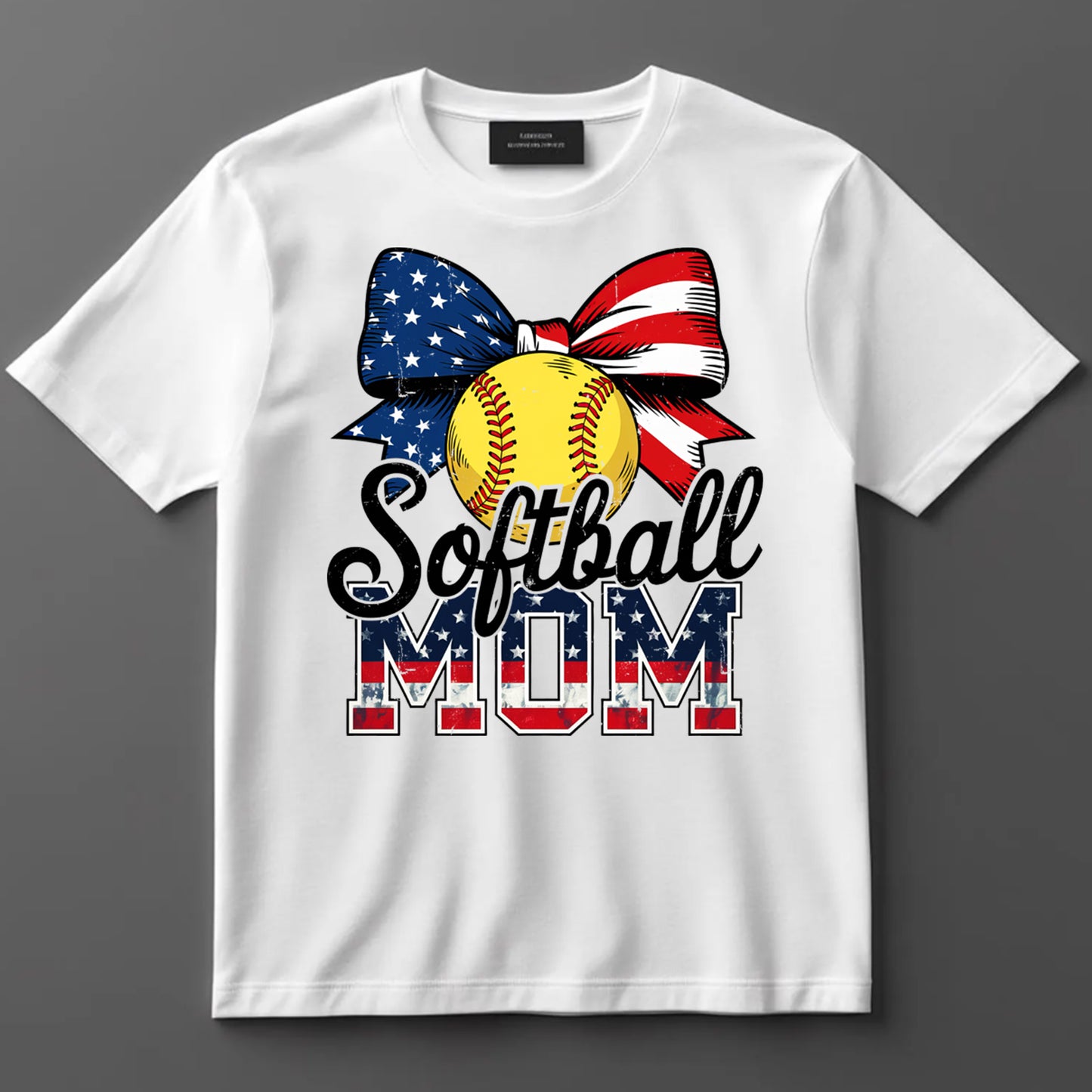 4th Of July DTF Transfer Iron On Heat Transfer - Ready to Press, Patriotic Softball Mom DTF Transfer 7298