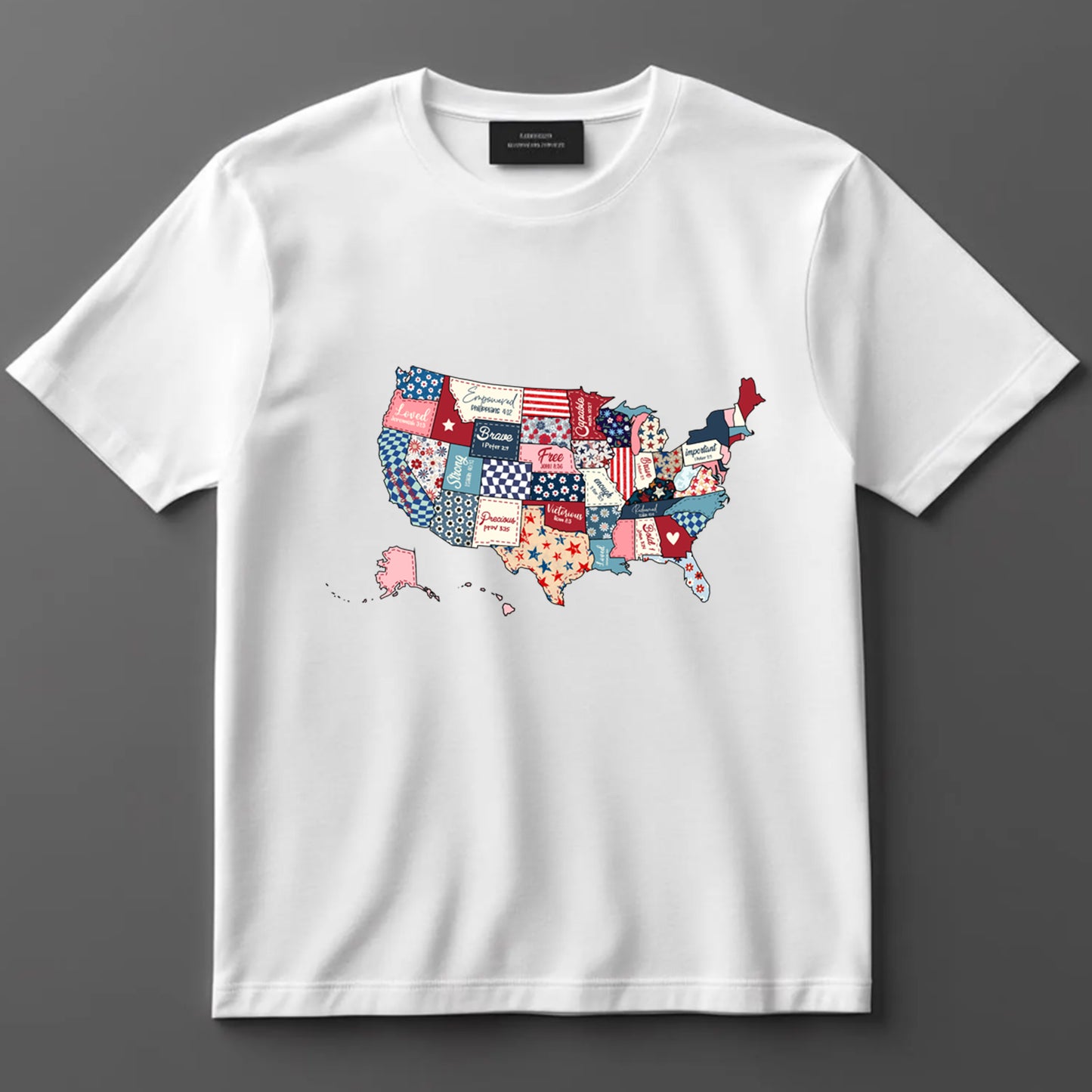 4th Of July DTF Transfer Iron On Heat Transfer - Ready to Press, Patchwork USA Map DTF Transfer 7300