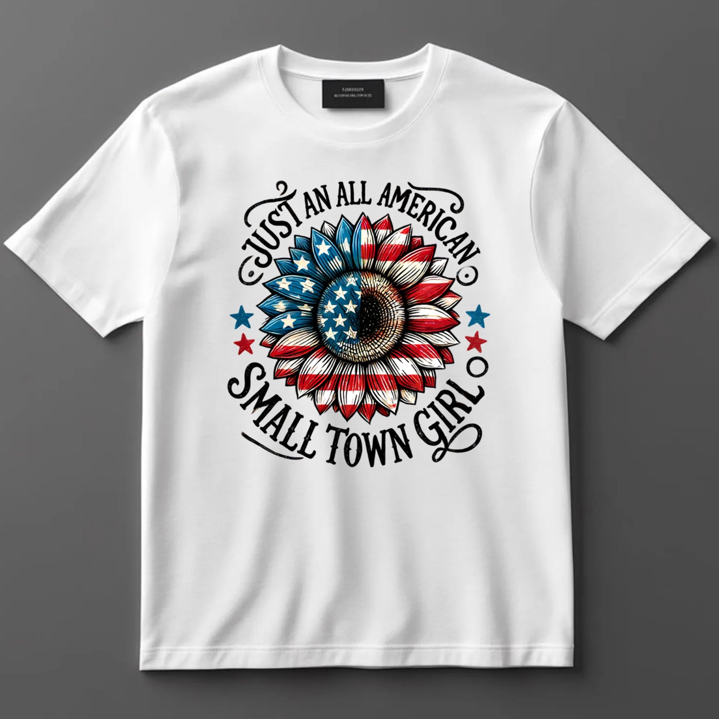 4th Of July DTF Transfer Iron On Heat Transfer - Ready to Press, All American Small Town Girl DTF Transfer 7305