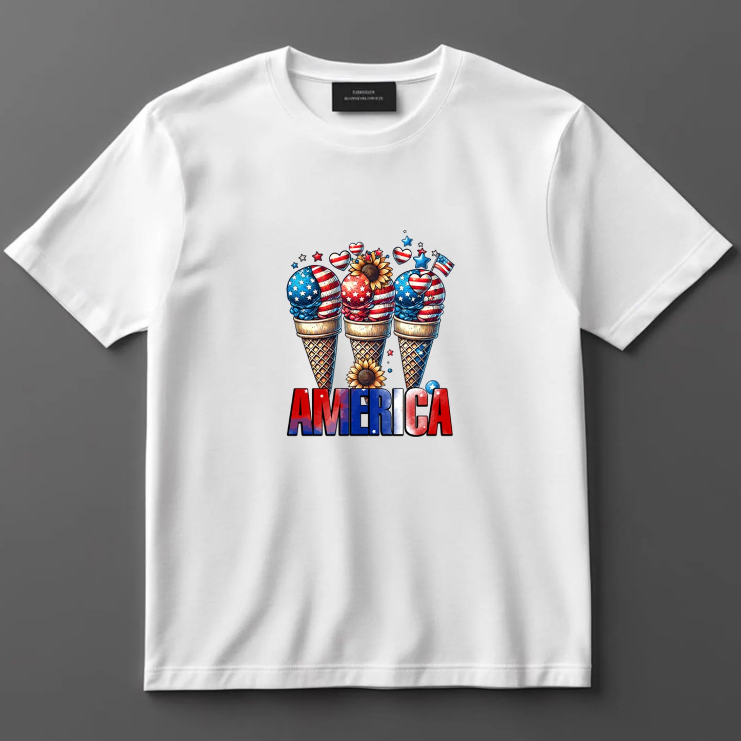 4th Of July DTF Transfer Iron On Heat Transfer - Ready to Press, America Ice Cream Cones DTF Transfer 7320