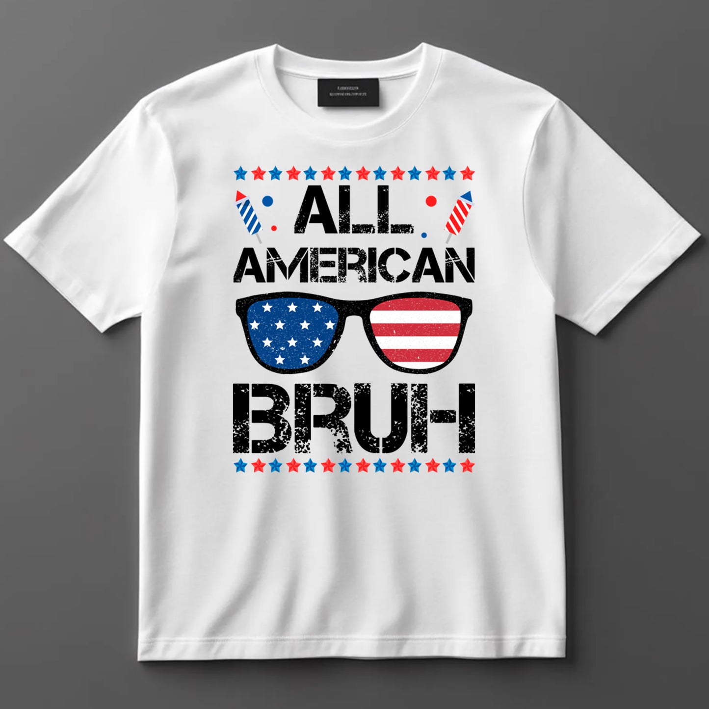 4th Of July DTF Transfer Iron On Heat Transfer - Ready to Press, All American Bruh DTF Transfer 7341