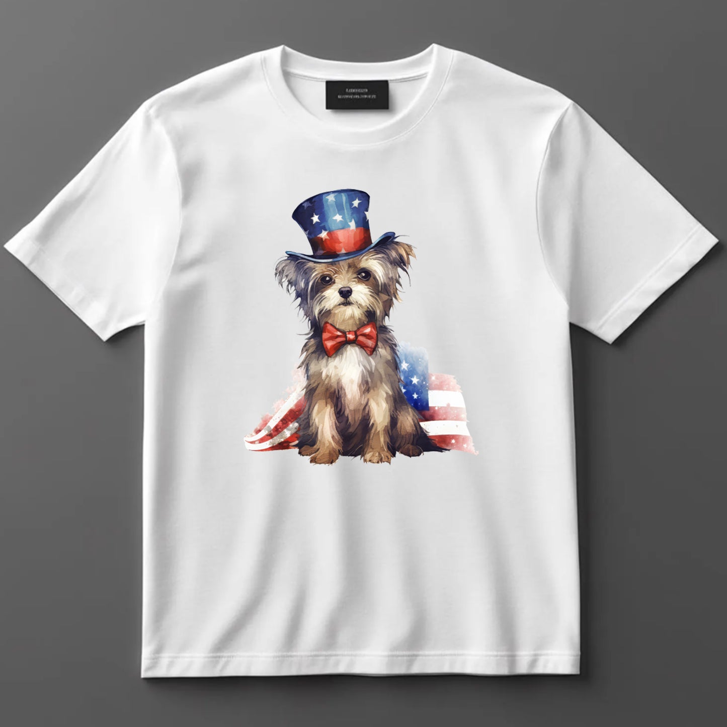 4th Of July DTF Transfer Iron On Heat Transfer - Ready to Press, Patriotic Yorkie DTF Transfer 7346