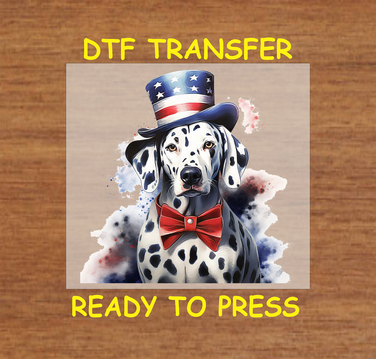 4th Of July DTF Transfer Iron On Heat Transfer - Ready to Press, Patriotic Dalmatian DTF Transfer 7349