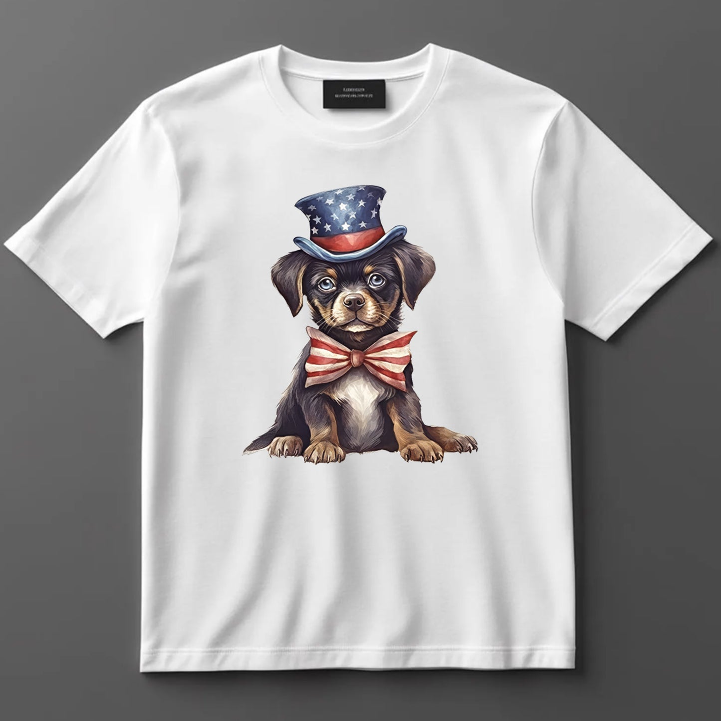 4th Of July DTF Transfer Iron On Heat Transfer - Ready to Press, Patriotic Puppy DTF Transfer 7356