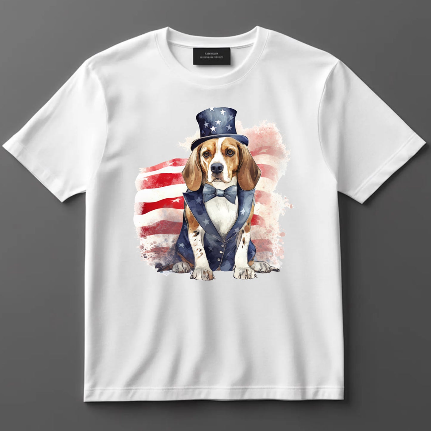 4th Of July DTF Transfer Iron On Heat Transfer - Ready to Press, Patriotic Beagle DTF Transfer 7360